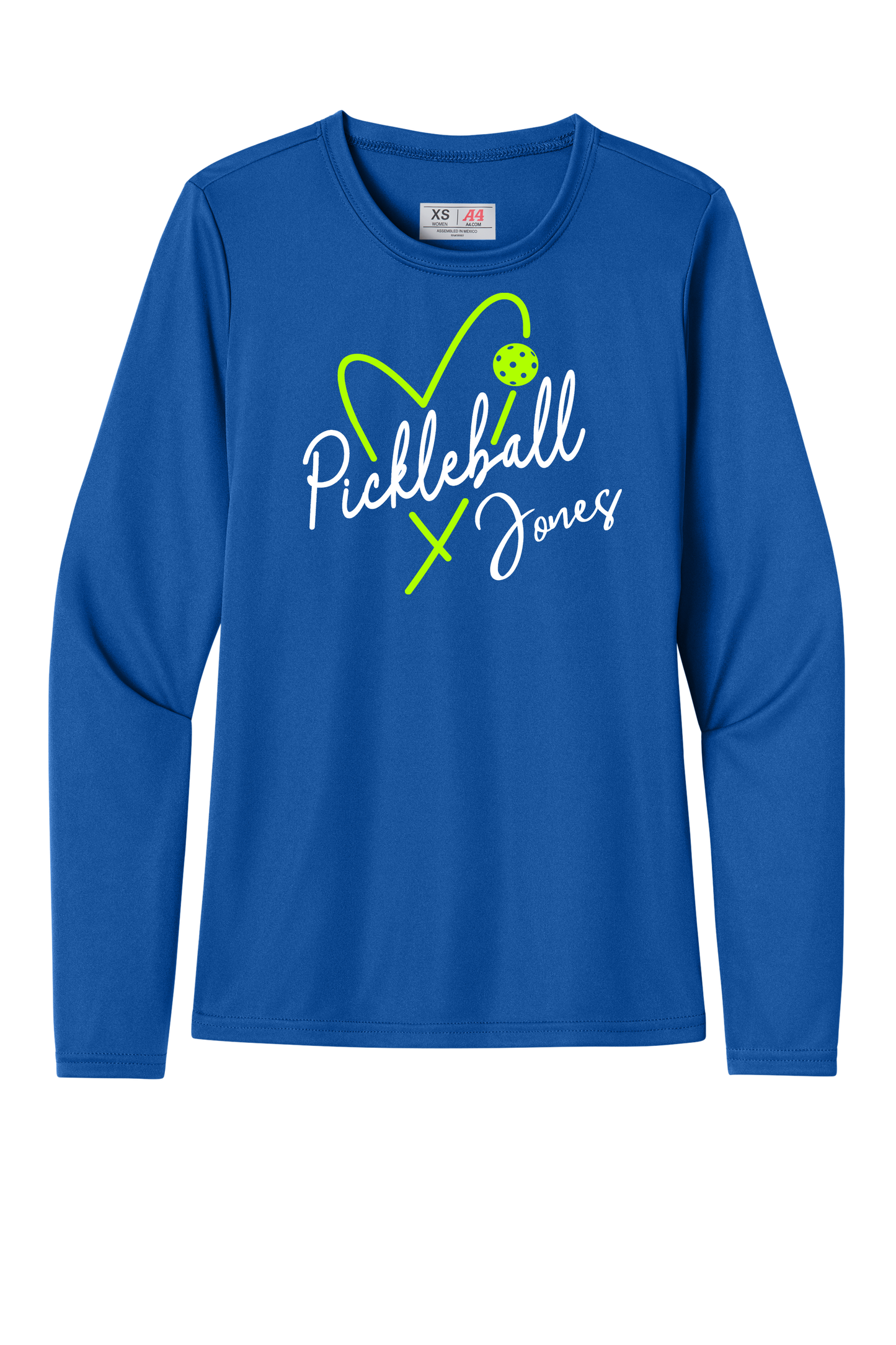 Ladies Long Sleeve w/ Neon Green and White PBJ Heart