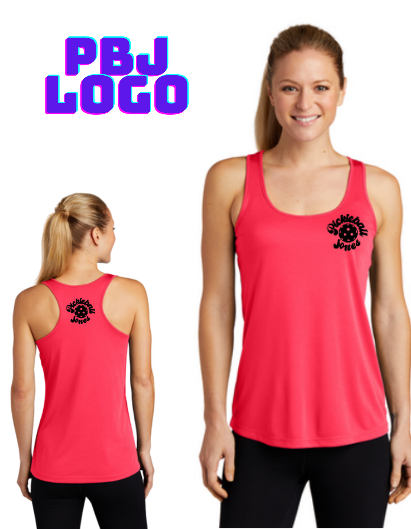 Ladies Racerback Tank PBJ Logo Coral