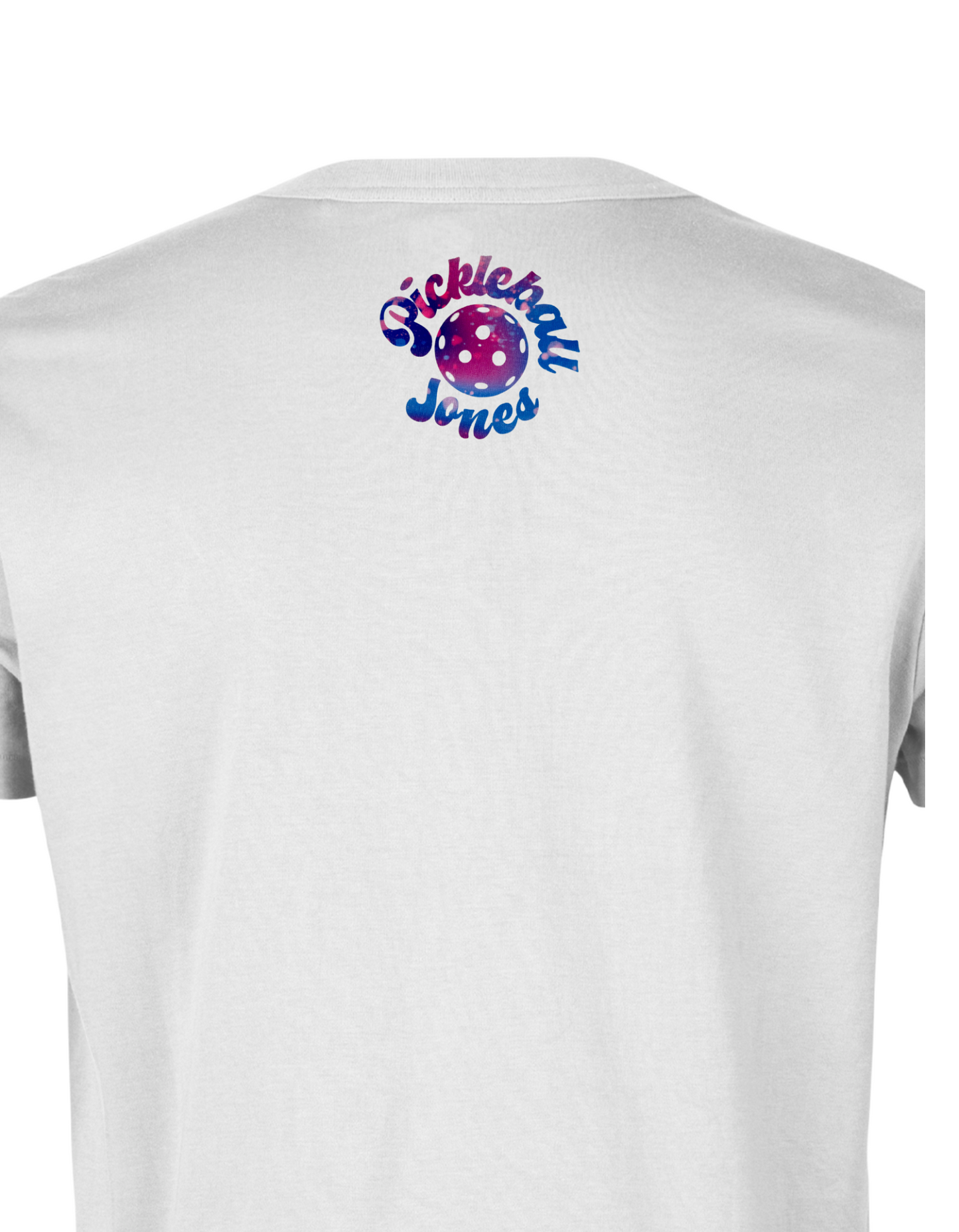 Ladies White V Neck "Trippy Pickle" Purple/Pink