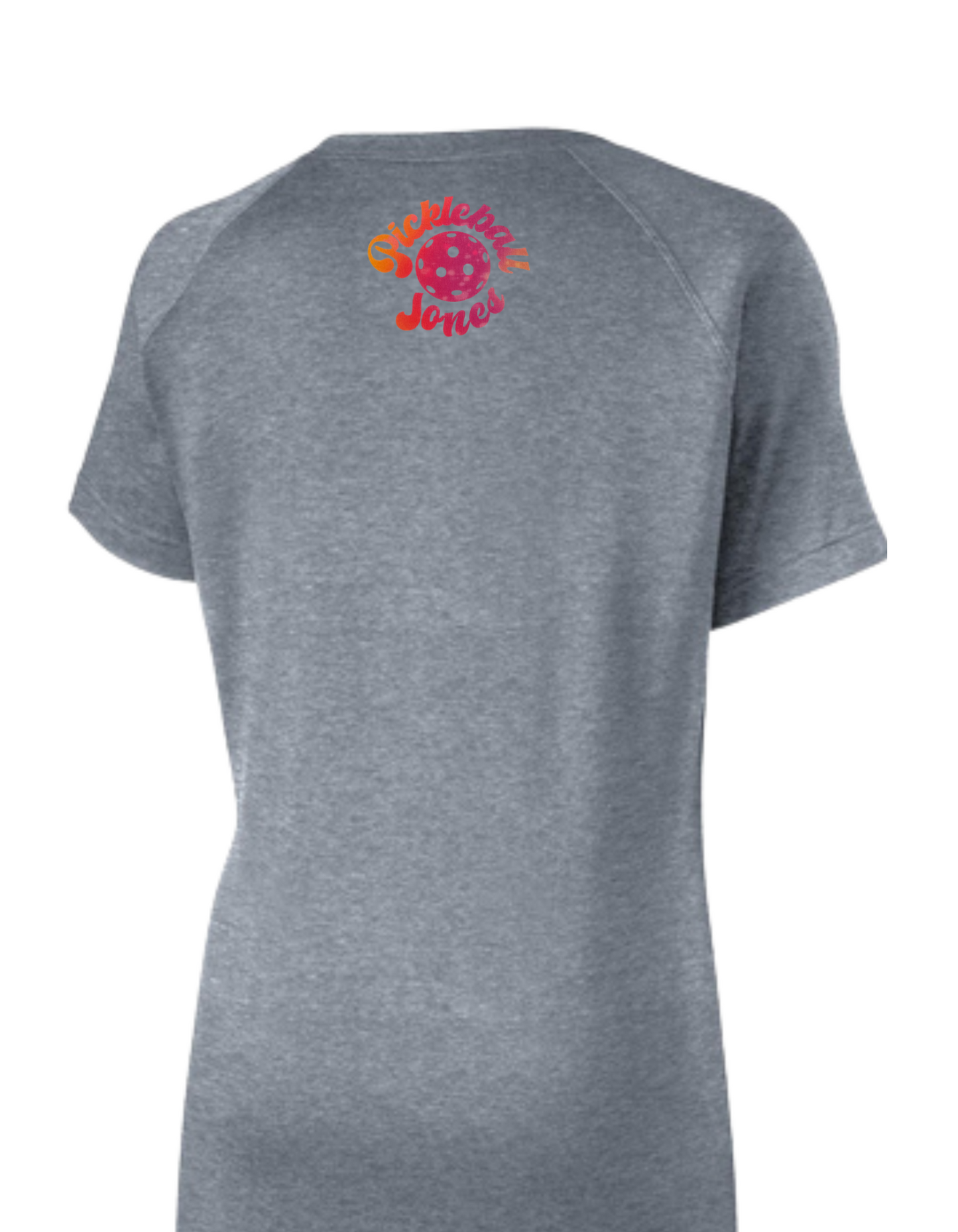 Ladies Grey V Neck "Trippy Pickle" Pink/Orange