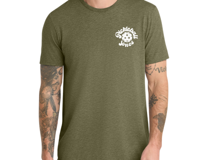 Men's Olive Green Short Sleeve with distressed white back flag