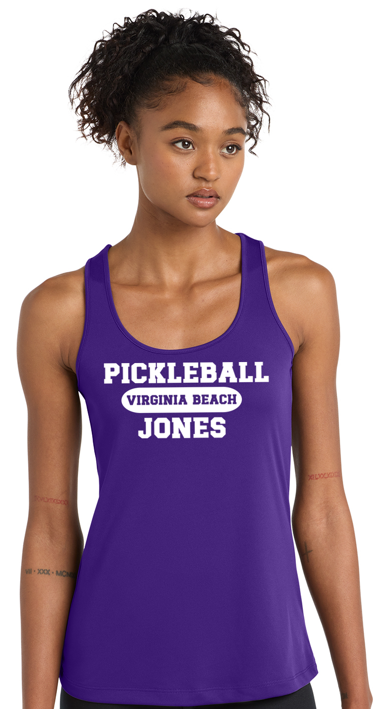 Ladies Purple Racerback Tank w/ White Virginia Beach