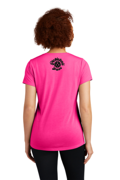 Ladies Scoop Neck Short Sleeve LOVE Bright Pink