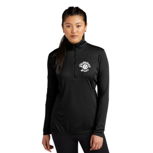 Ladies 1/4 Zip Long Sleeve Pullover Black