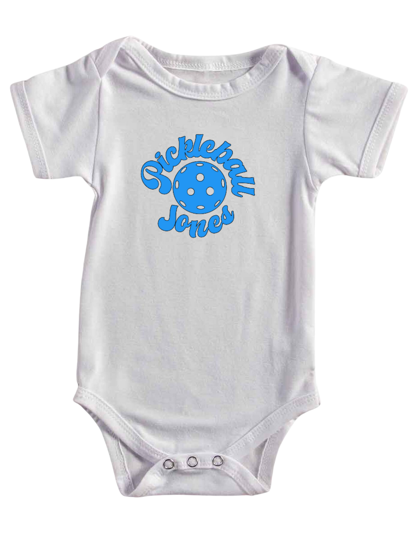 Pickleball Jones Baby Onesie Blue