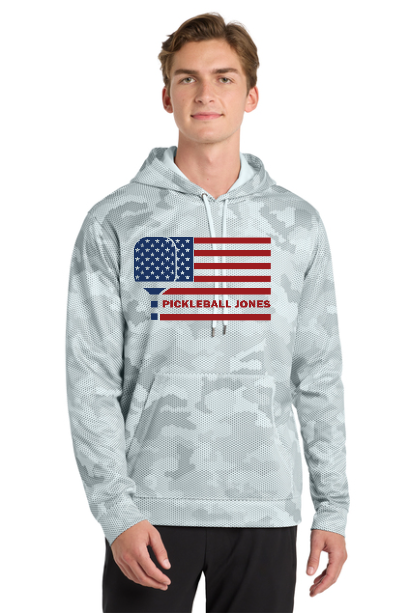 Men's White Camouflage Fleece Hoodie w/ Paddleflag