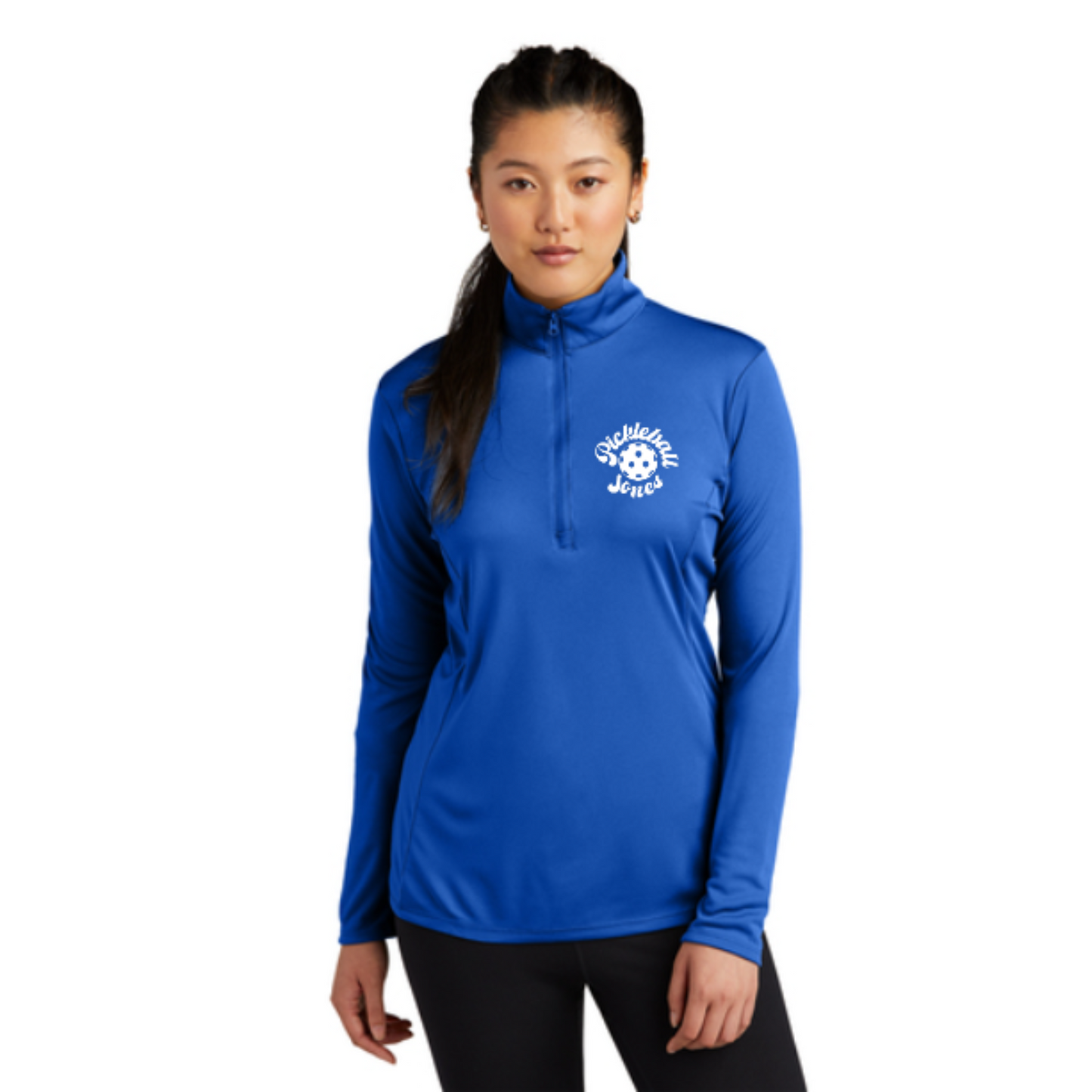 Ladies 1/4 Zip Long Sleeve Pullover Royal Blue