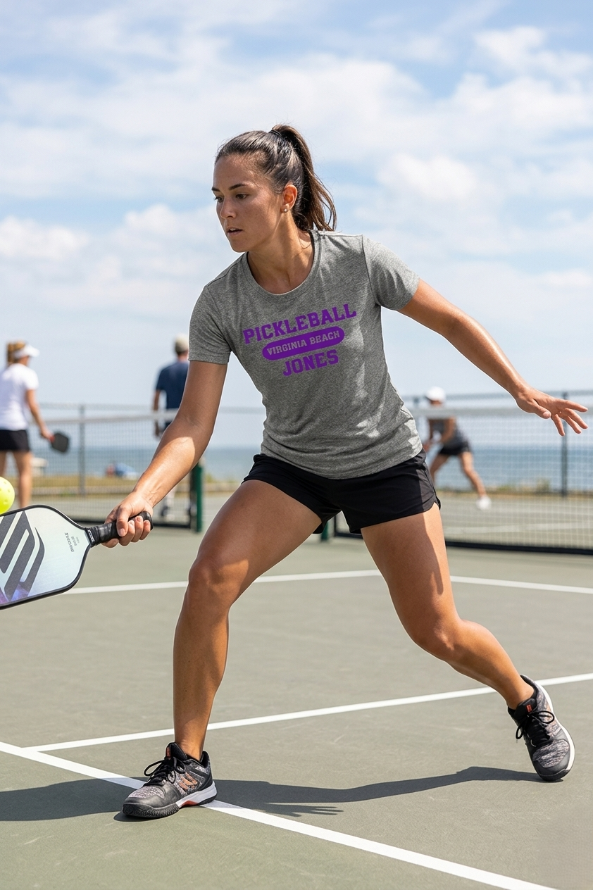 Ladies Short Sleeve Purple "Varsity" Virginia Beach