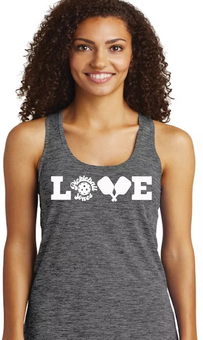 Ladies  Racerback Heathered LOVE Tank in 2 colors