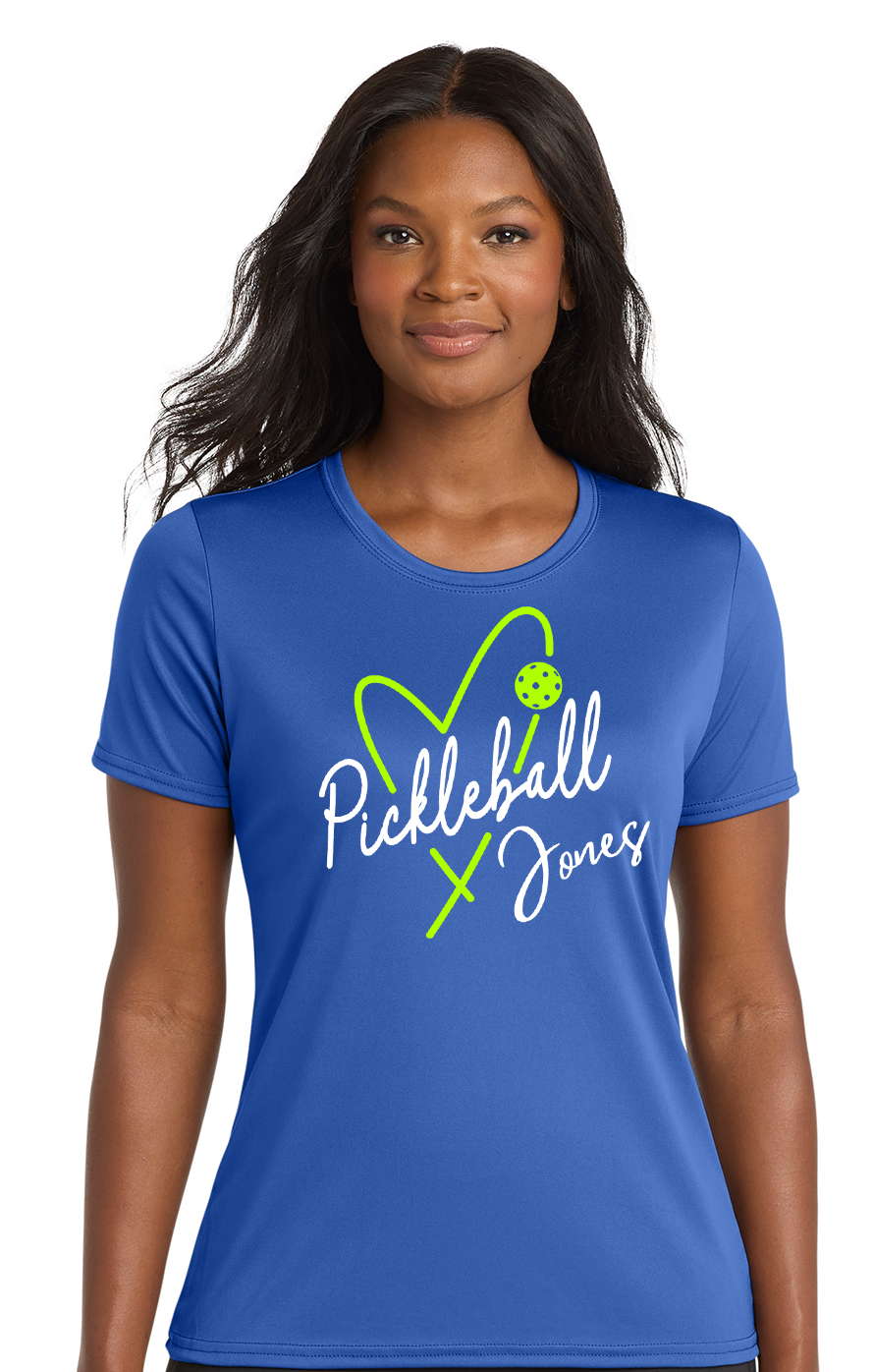 Ladies Royal Short Sleeve w/ Neon Green and White PBJ Heart