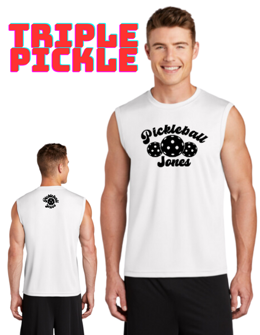 Men's Sleeveless Tank Triple Pickle White