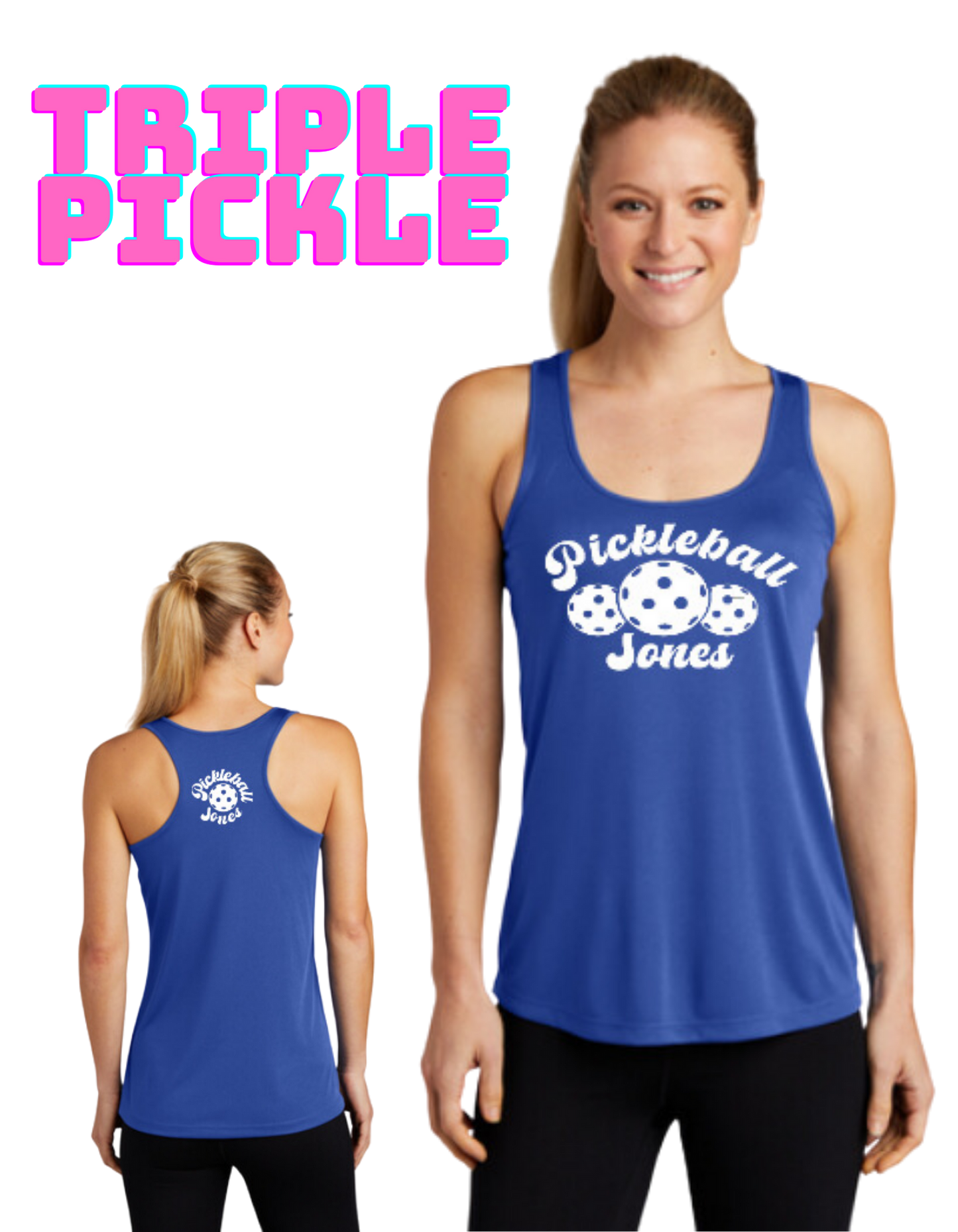 Ladies Racerback Tank Triple Pickle True Royal